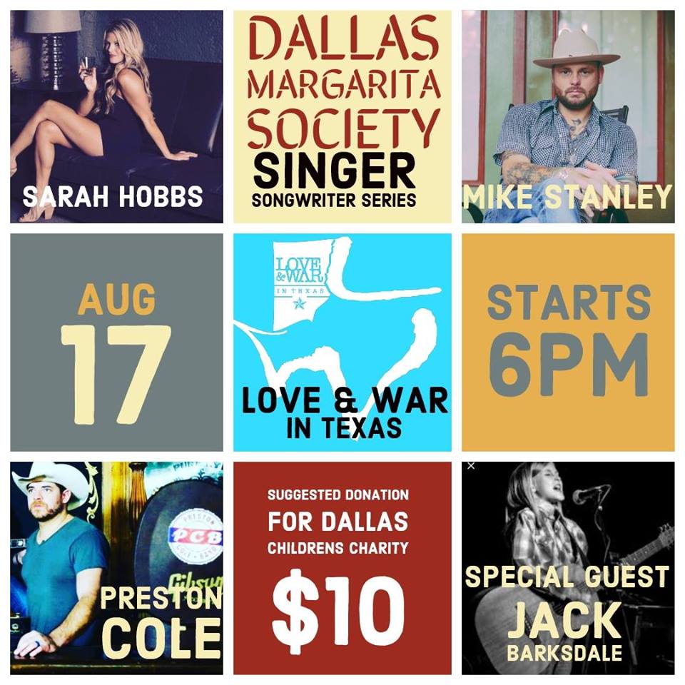 Dallas Margarita Society Singer Songwriter Series at Love and War in Texas – Plano Dallas Margarita Society Singer Songwriter Series at Love and War in Texas - Plano